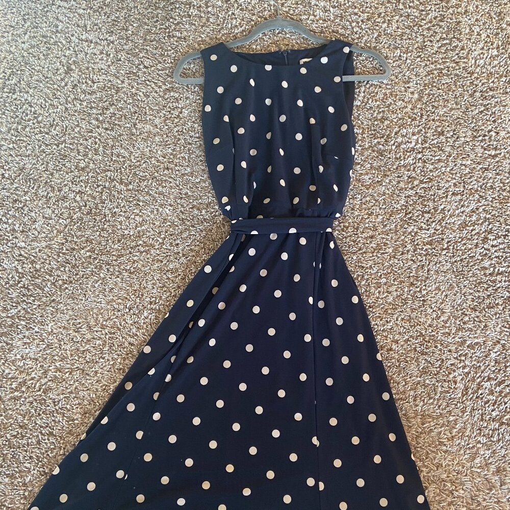 Anne Klein navy polka dot dress